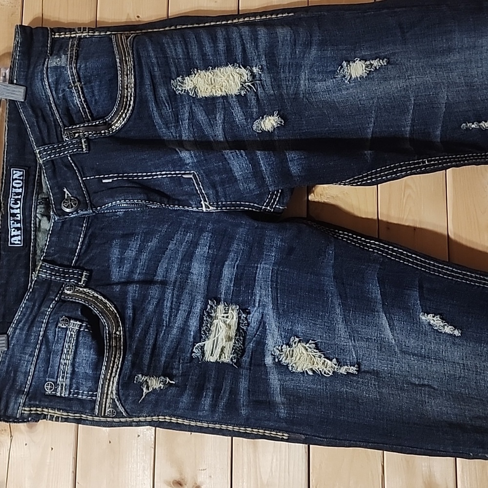 Affliction Blake Jeans Size 34 $175 Faded distressed NWOT 33in Inseam Cotton - Picture 3 of 8